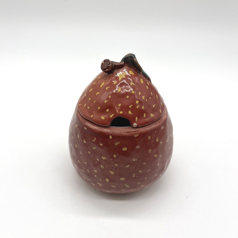 Handmade Ceramic Berry Sugar Bowl with Lid Spoon Rest Unique Kitchen Decor